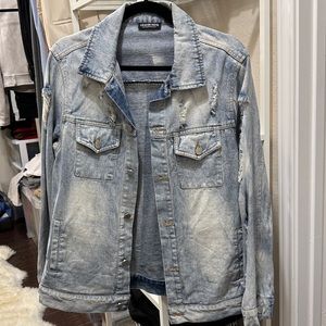 Distressed denim jacket